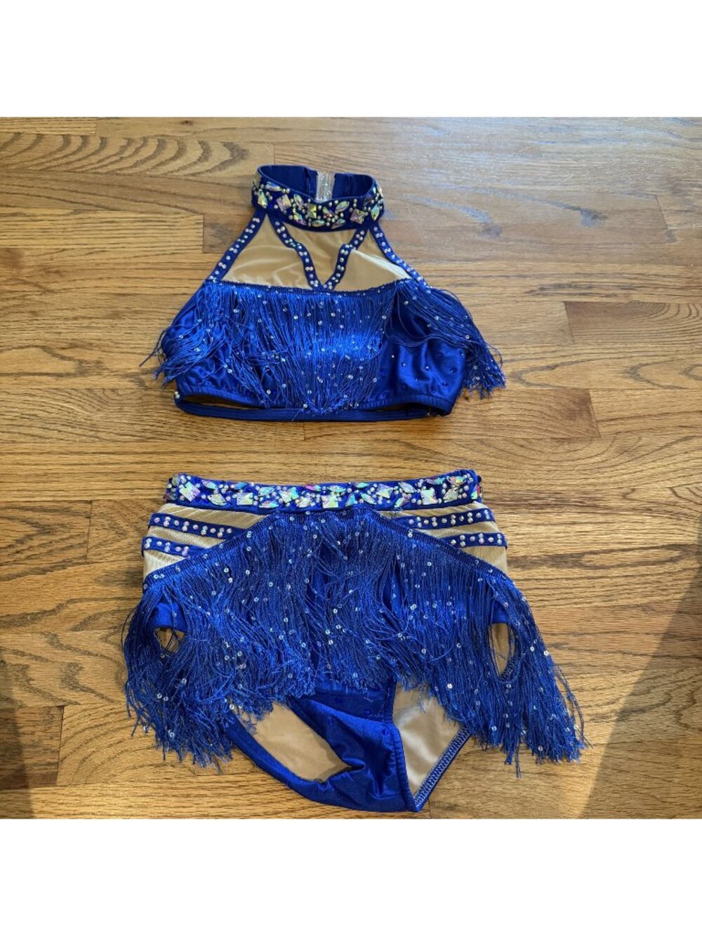 GLAMOUR COSTUMES XL CHILD ROYAL BLUE COMPETITION DANCE COSTUME TAP JAZZ